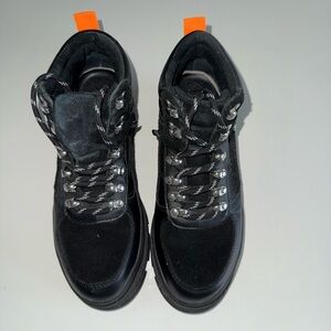 Aqua Black Boots with Orange Accents